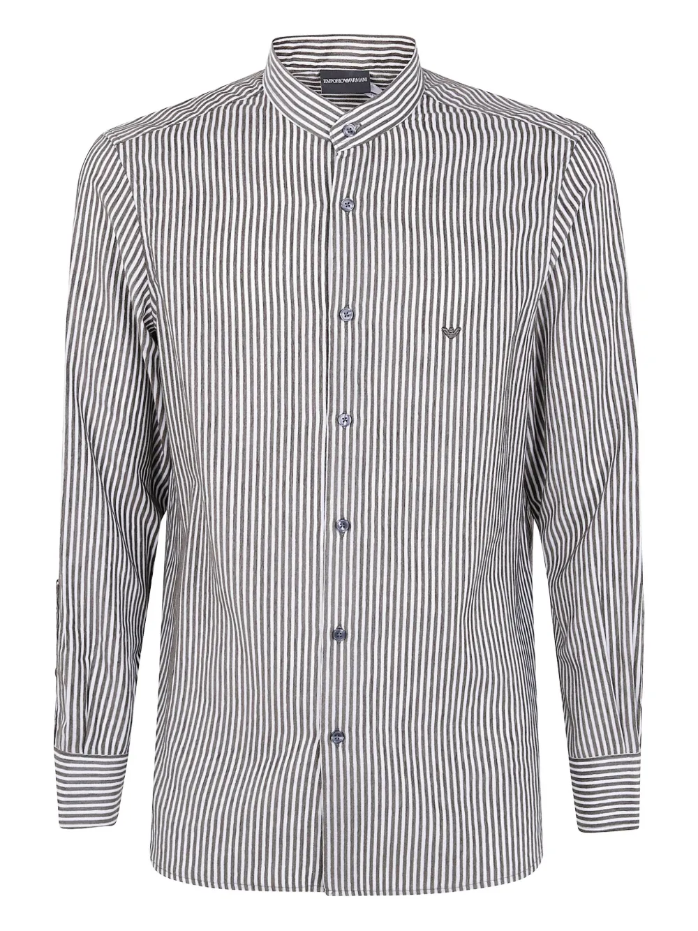 Emporio Armani striped mandarin-collar shirt | Black | Image 1