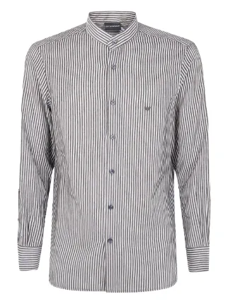 mens black and white striped dress shirt Black main image 1