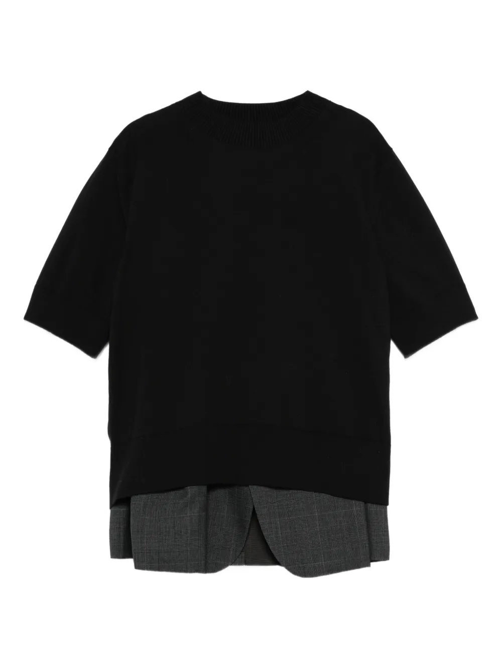 sacai short-sleeve layered sweater | Black | Image 1