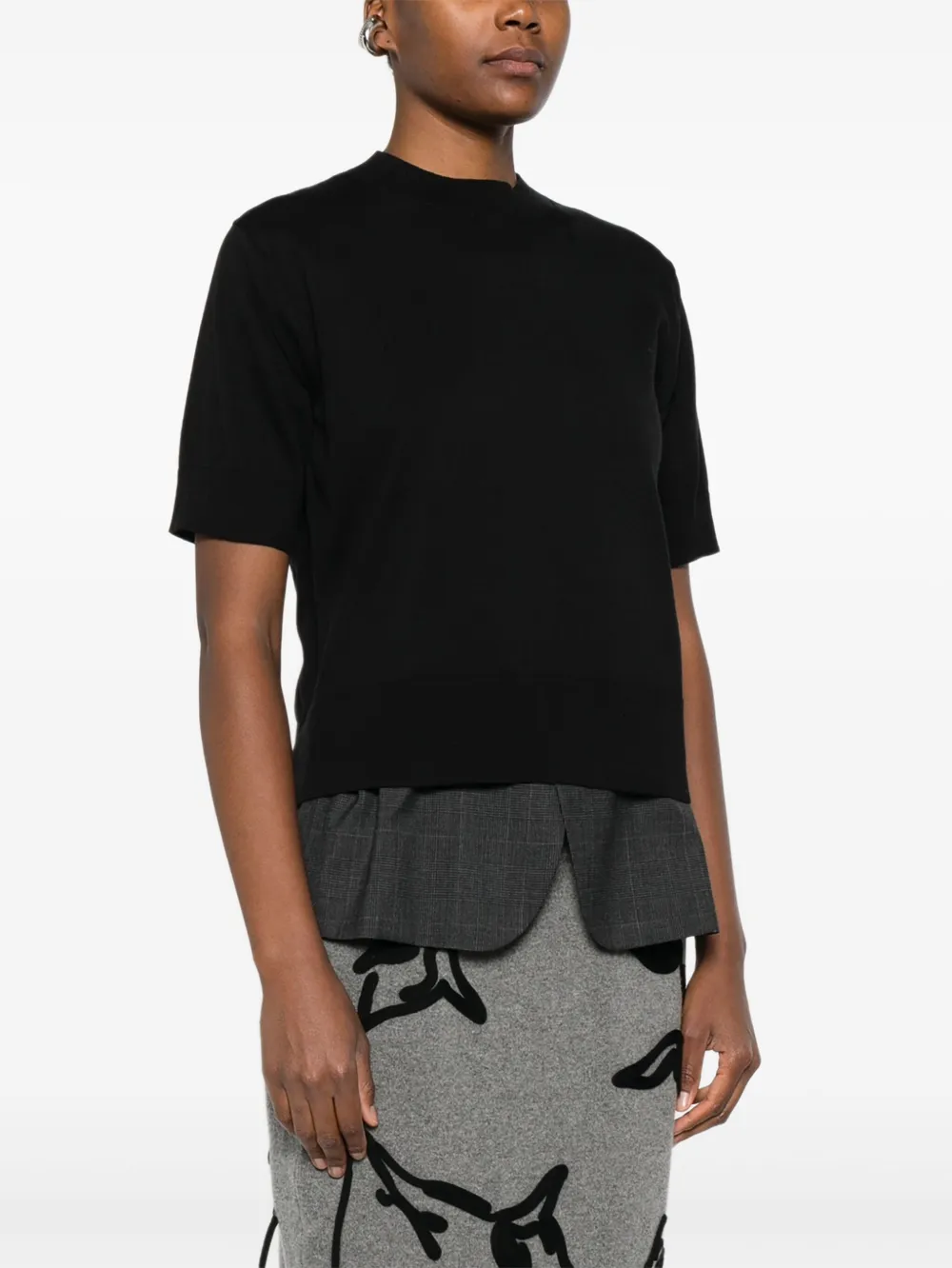 sacai Gelaagde trui met korte mouwen Zwart