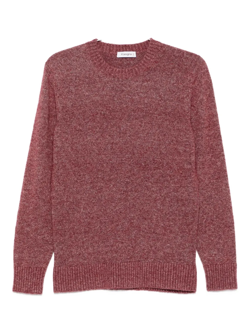 Kangra Cashmere Kangra Melange Currant Crew Neck Sweater With Ribbed Trim In Red