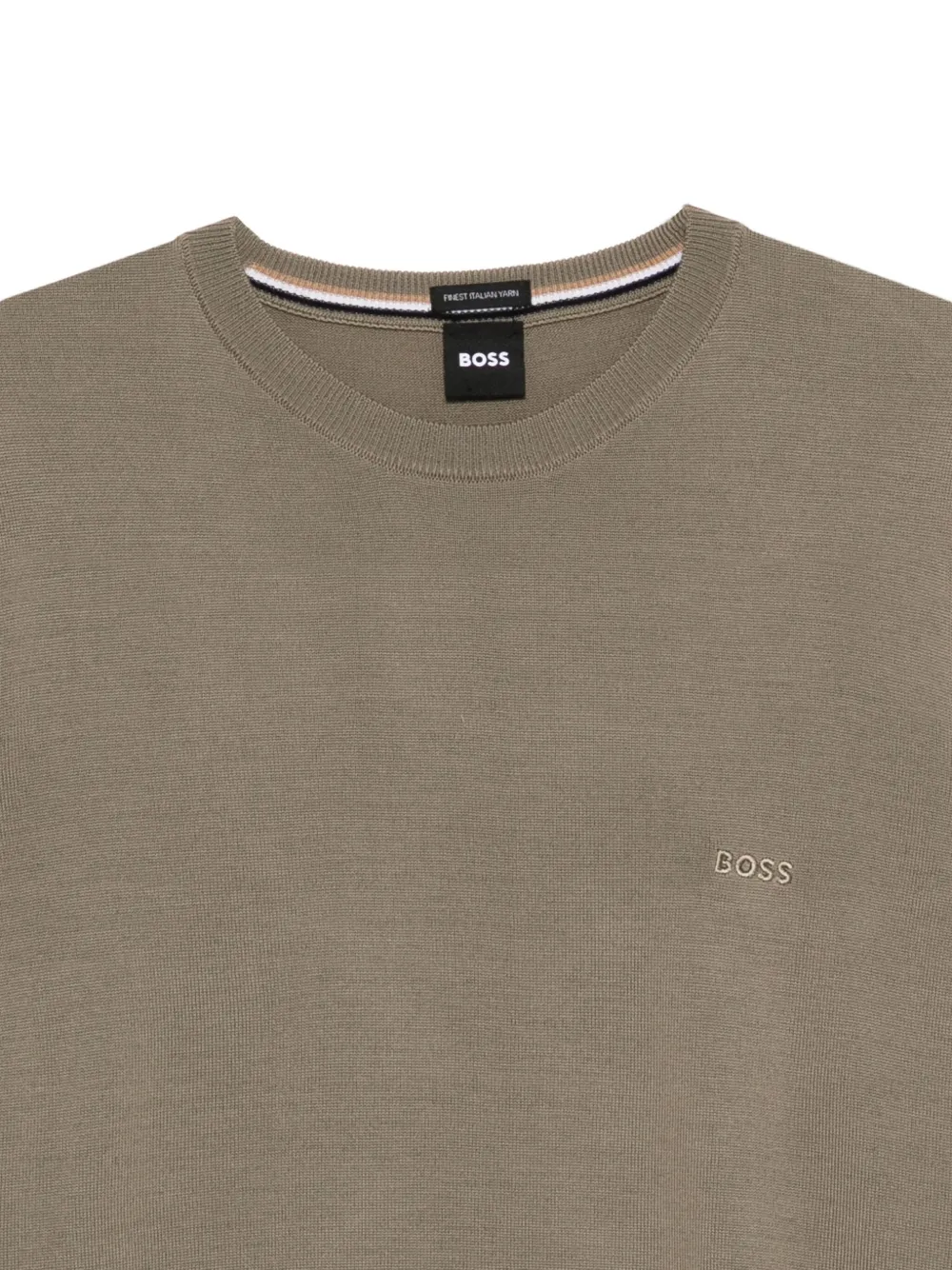 BOSS Trui met geborduurd logo en ronde hals Bruin
