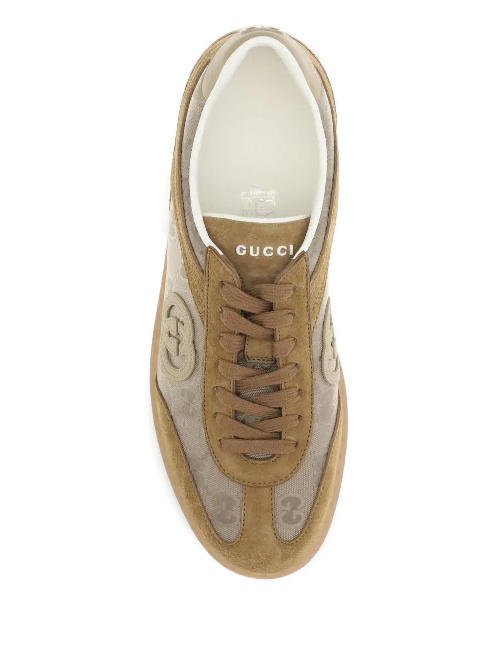Gucci G74 logo-patch suede sneakers Brown