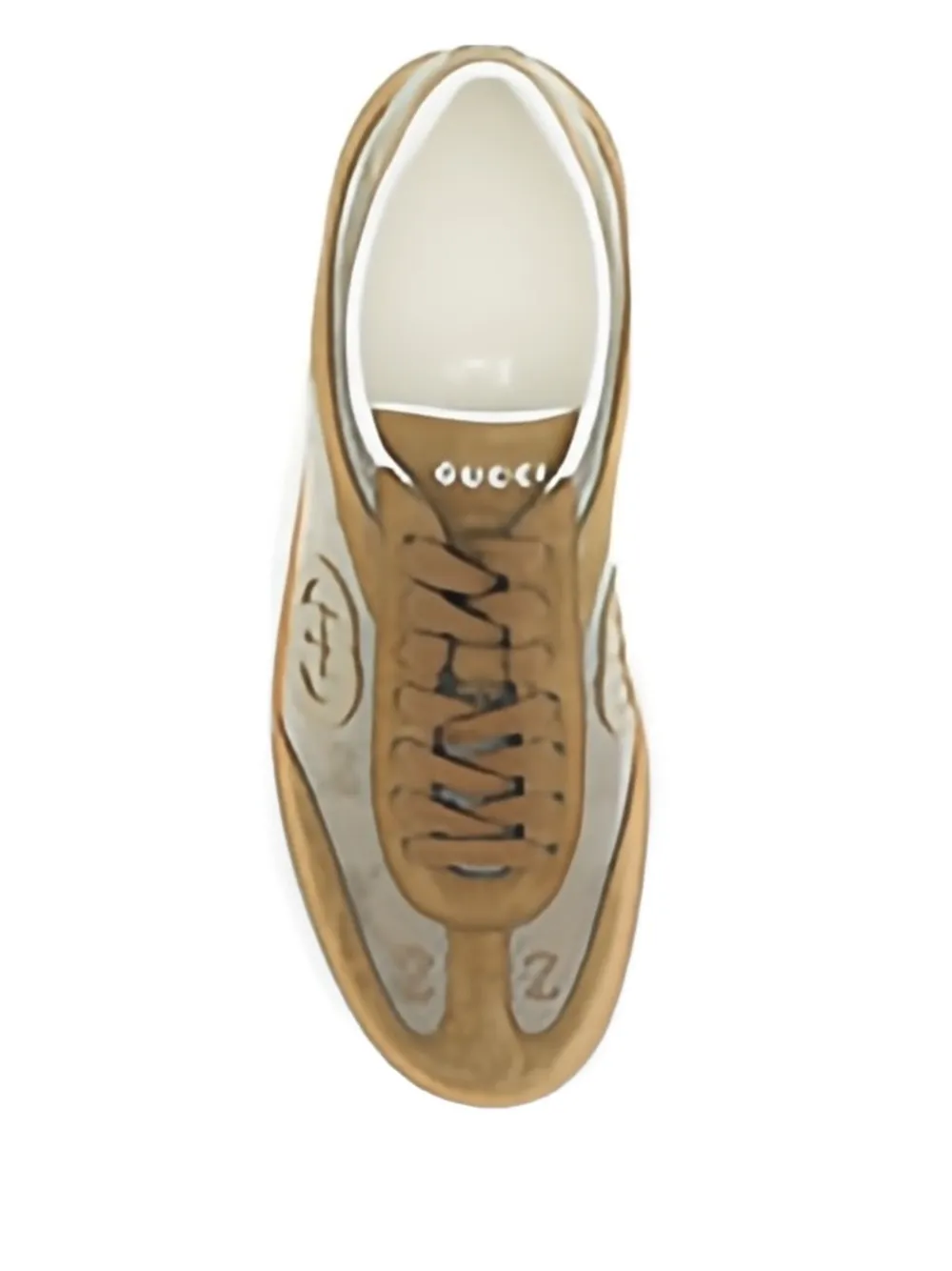 Gucci G74 logo-patch suede sneakers Brown