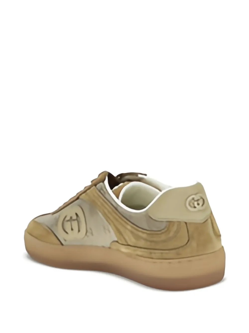 Gucci G74 logo-patch suede sneakers Brown