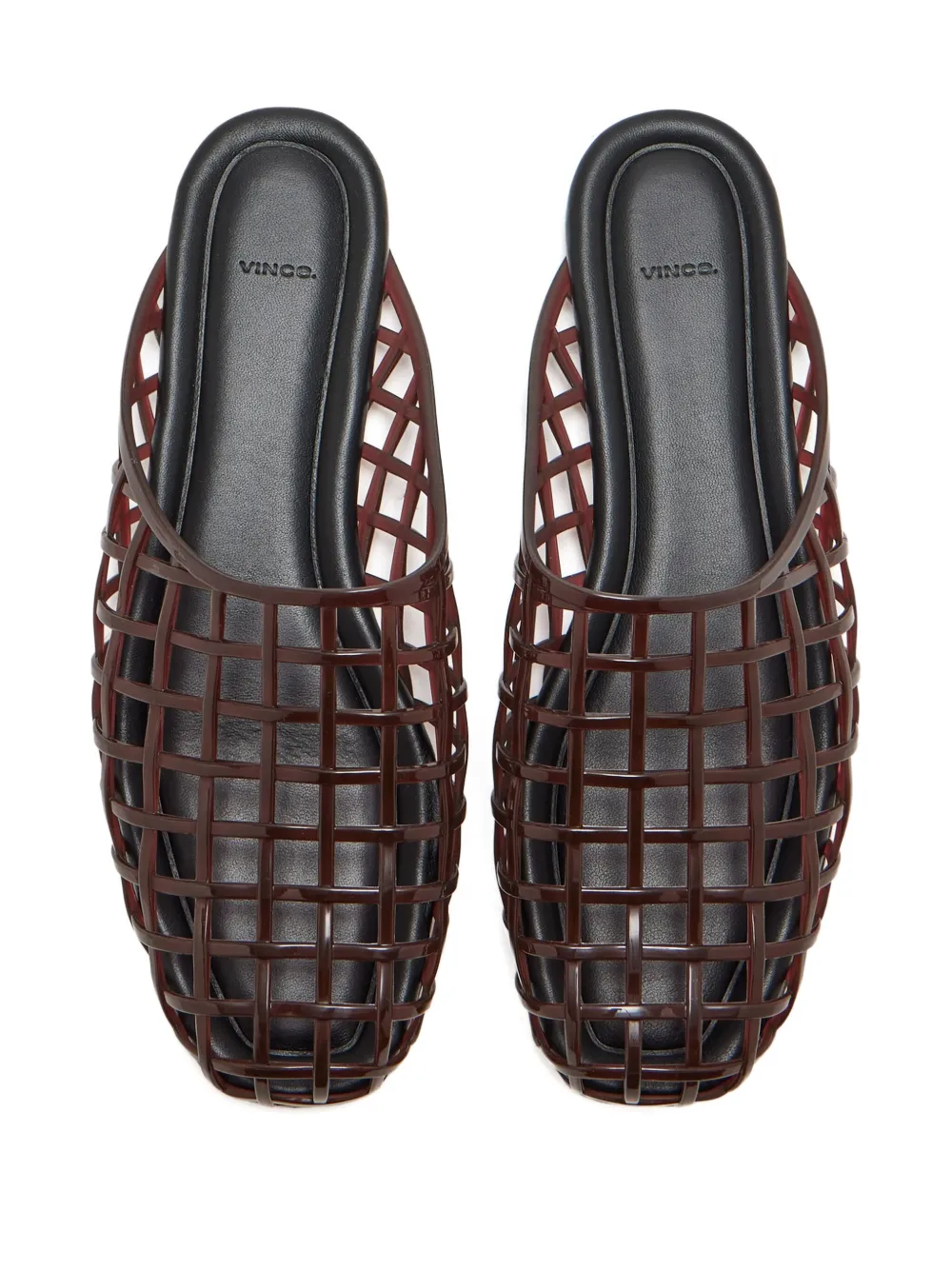 Vince Barcelona Jelly Lattice-detail Mules In Brown