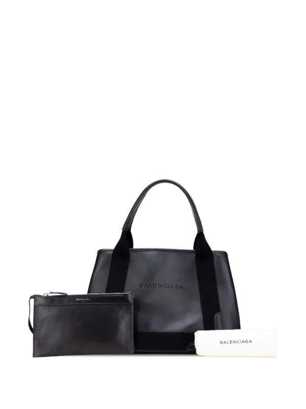 Balenciaga Pre-Owned 2017 Calfskin Perforated Navy Cabas S Balenciaga Pre-Owned 2017 Calfskin Perforated Navy Cabas S