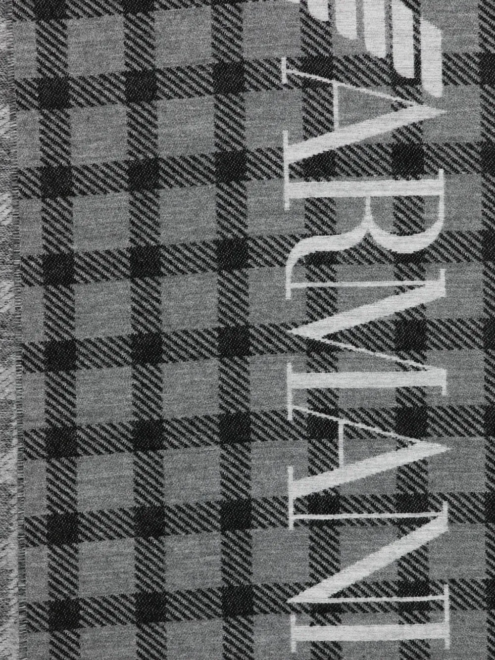 Emporio Armani Geruite sjaal met logo - Grijs