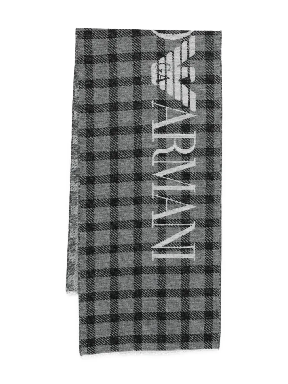 Emporio Armani check-pattern logo scarf | Grey | Image 1