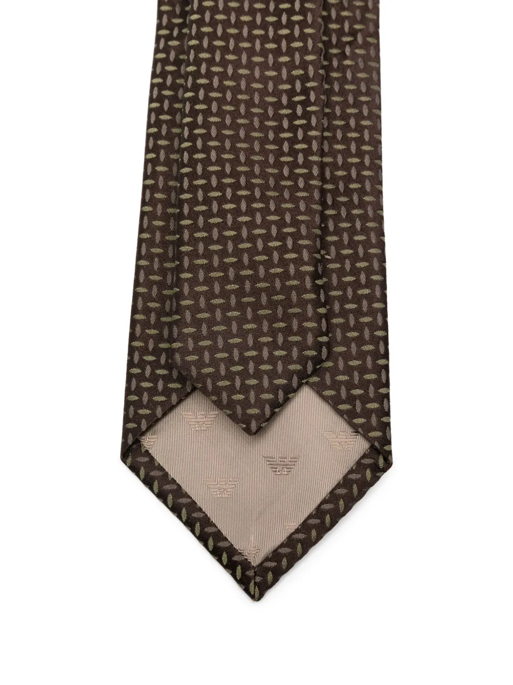 Emporio Armani Zijden stropdas met geometrisch patroon Bruin
