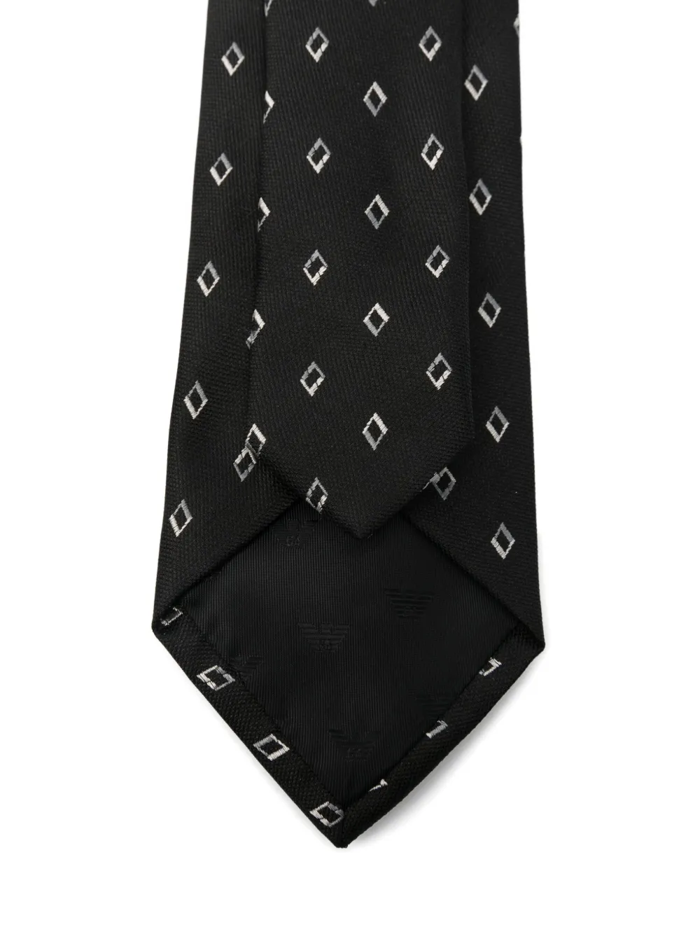 Emporio Armani Diamond-pattern Silk Tie In Black