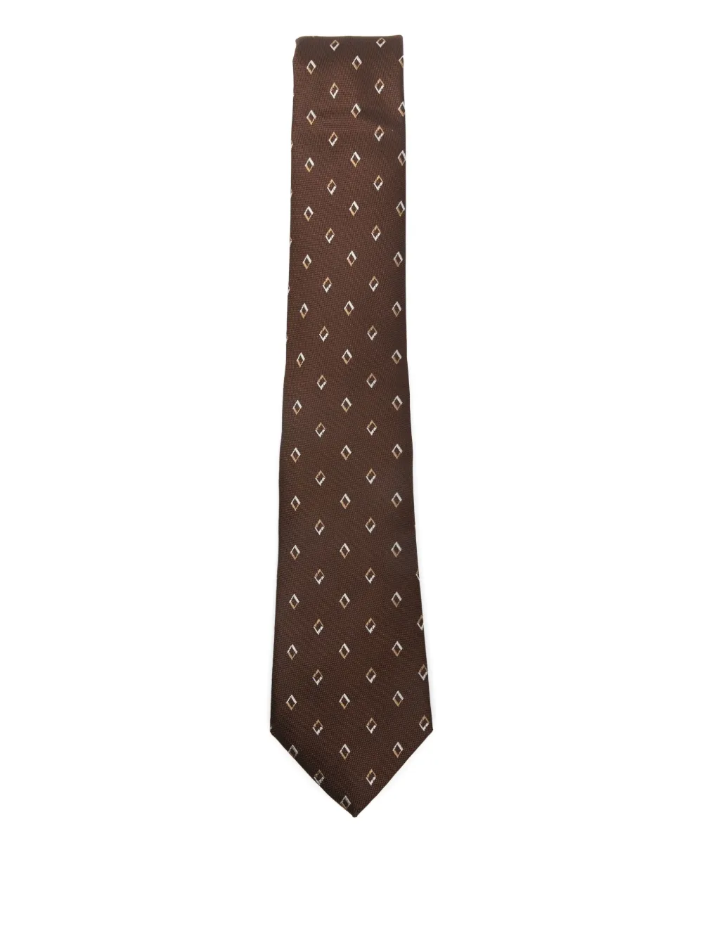 Emporio Armani diamond-pattern silk tie | Brown | Image 1
