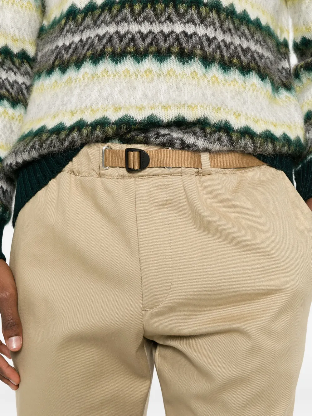 White Sand Belt Trousers In Animal Print