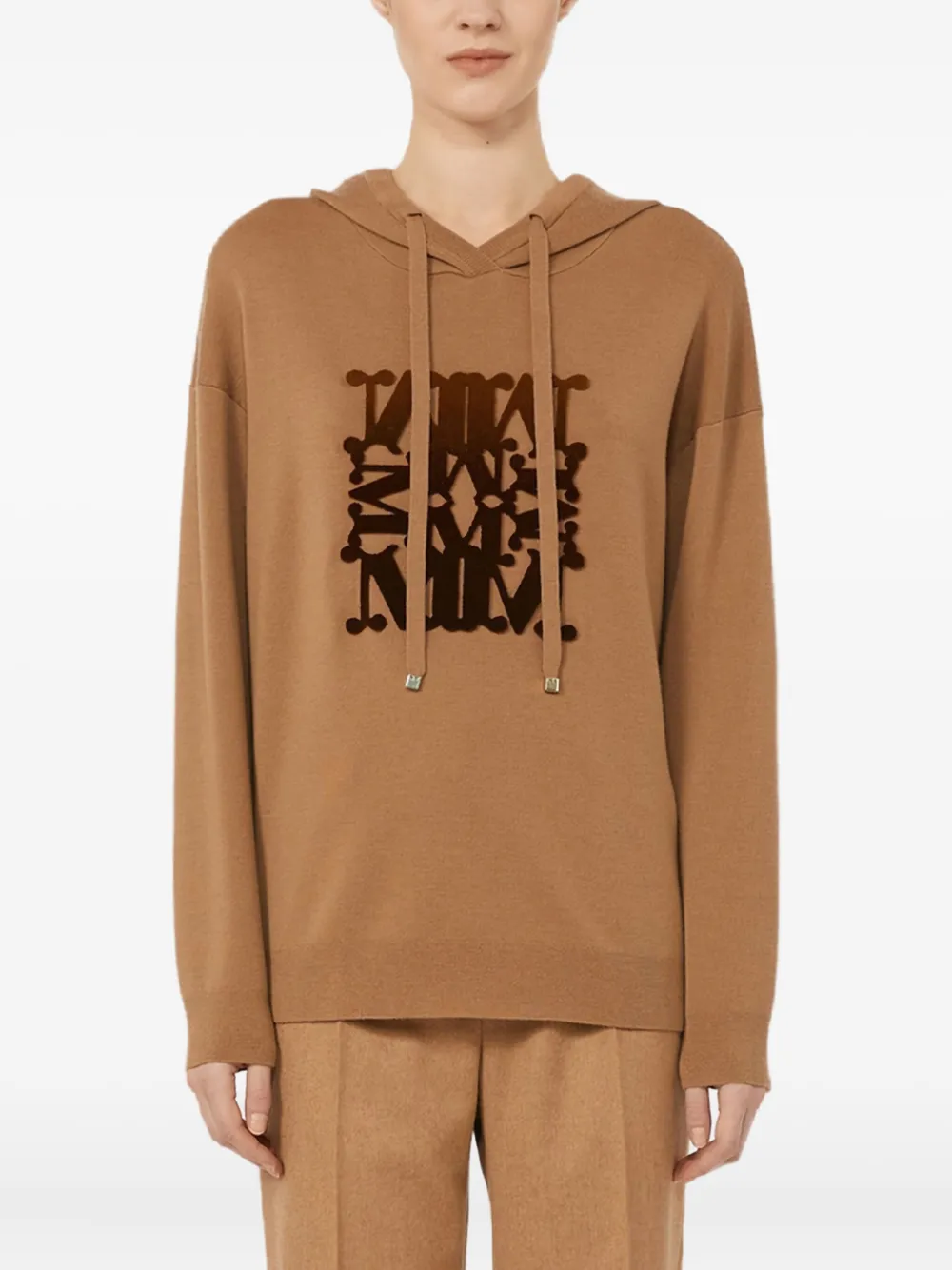 Max Mara Hoodie met fluwelen logo Bruin