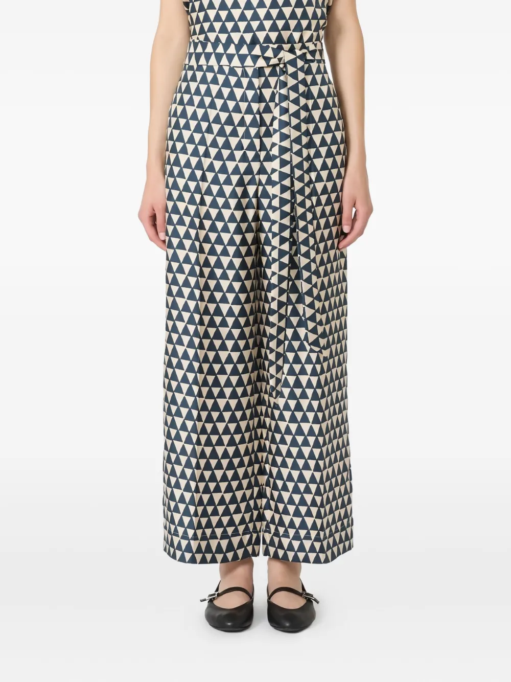 'S Max Mara Zijden broek met driehoekig patroon Blauw