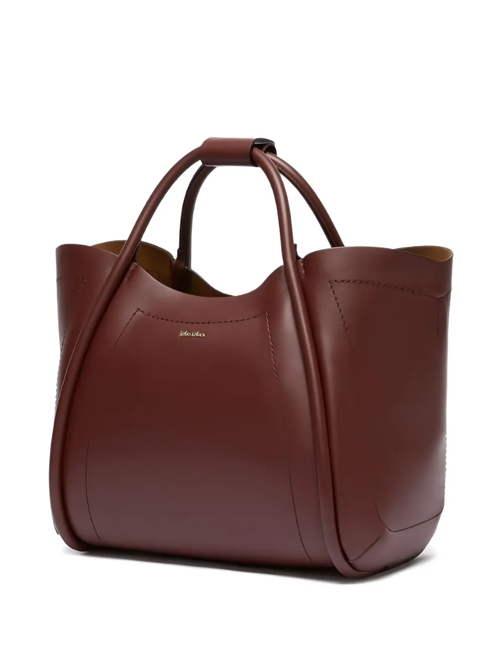Max Mara Leren shopper met gewelfd vlak 044