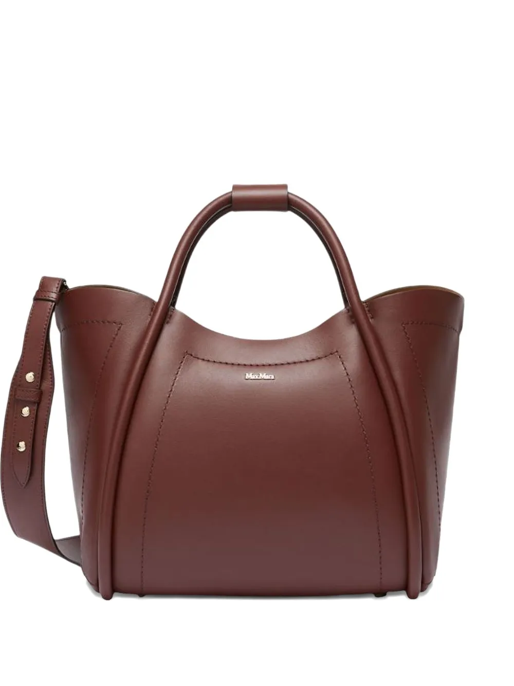 Max Mara Leren shopper met gewelfd vlak 044