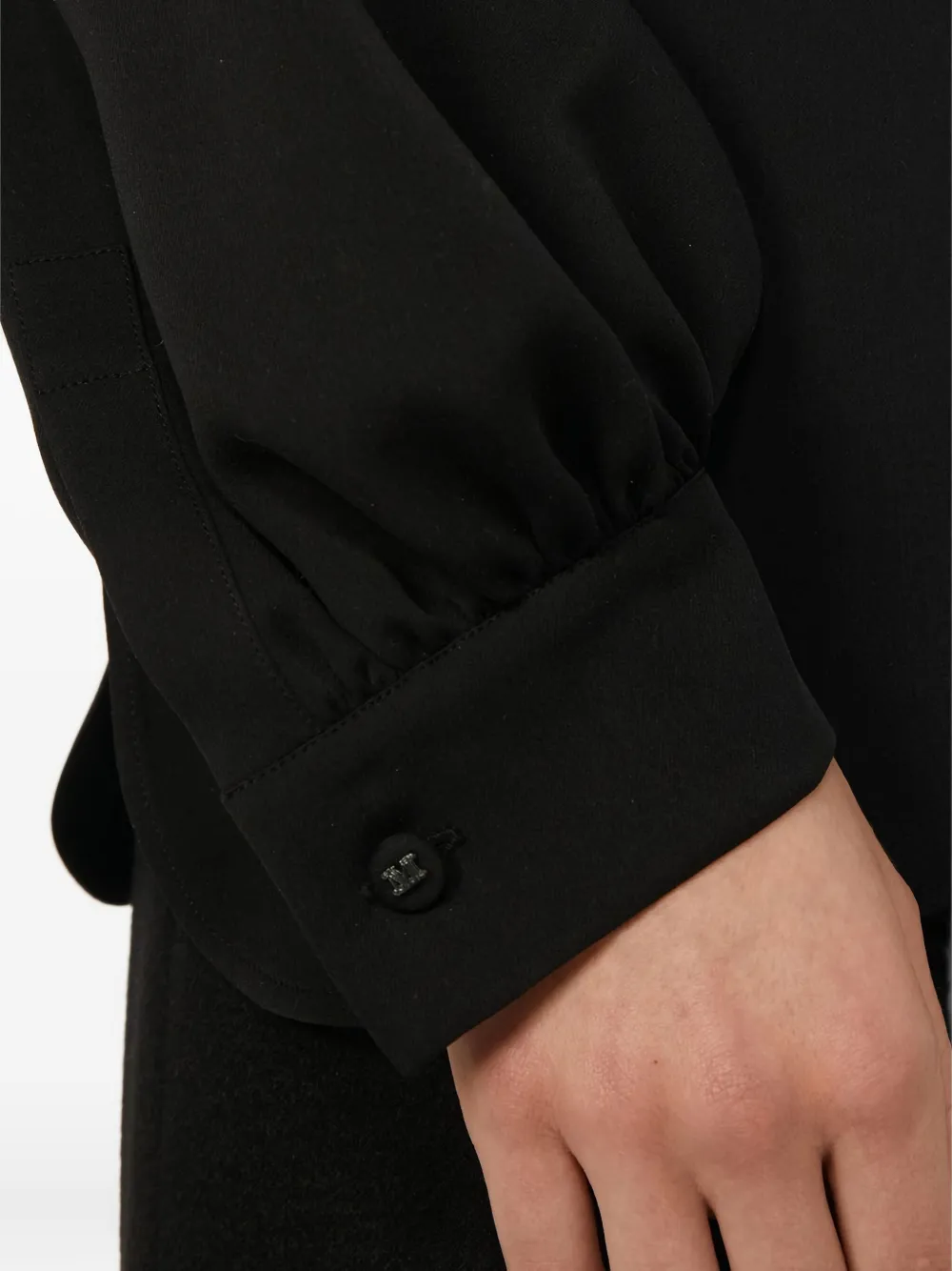 Max Mara tie-neck puff-sleeve blouse Zwart