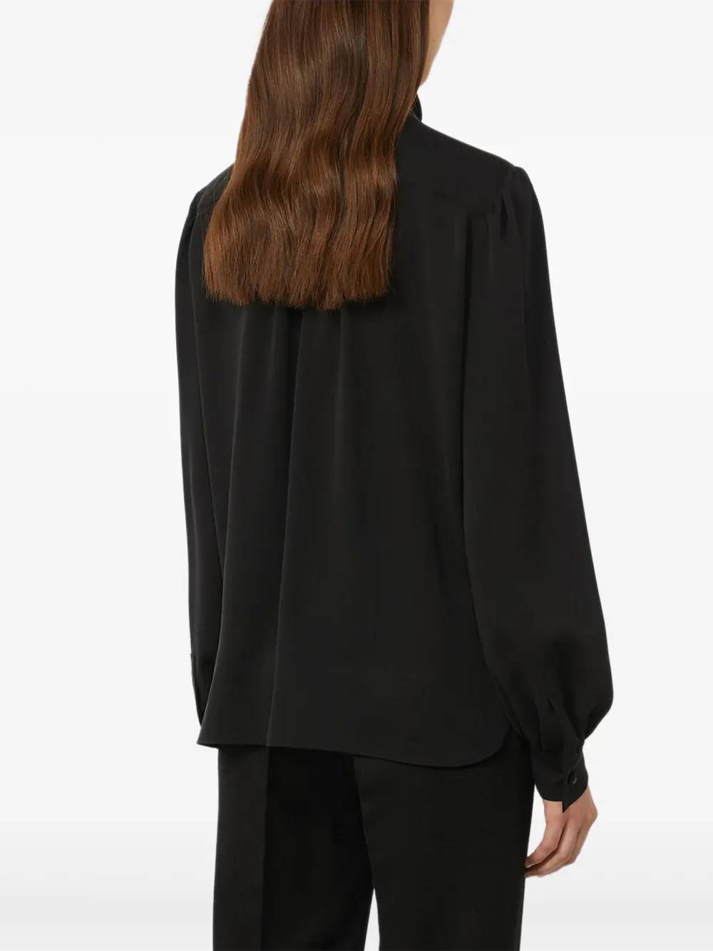Max Mara tie-neck puff-sleeve blouse Zwart