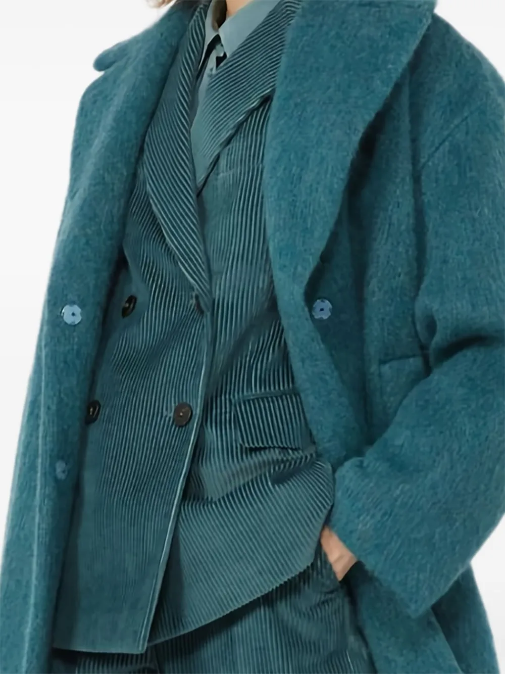 Weekend Max Mara Geribbelde blazer met dubbele rij knopen en ribfluwelen textuur Blauw