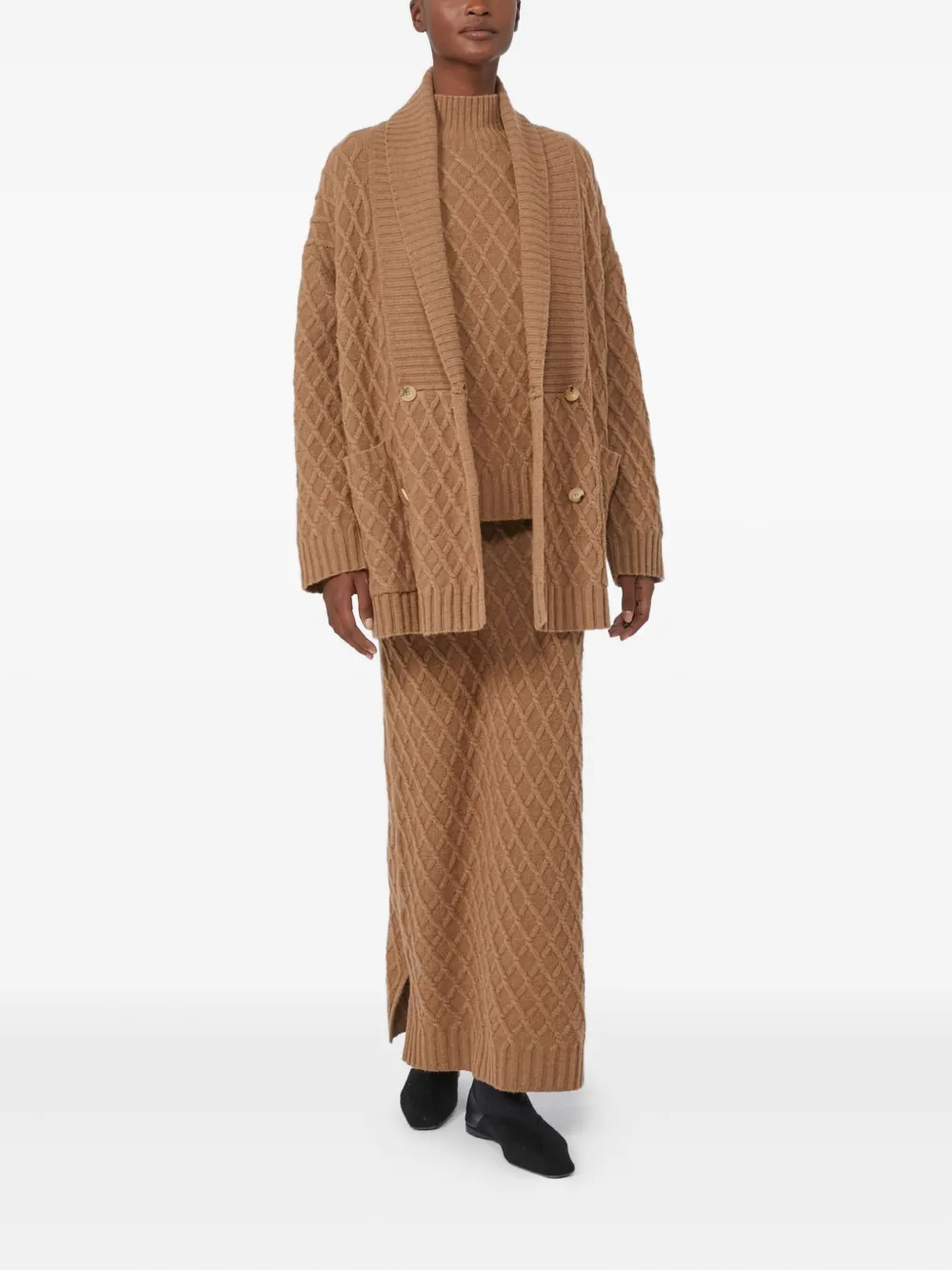 Max Mara Trui met hoge hals en diamantpatroon Bruin
