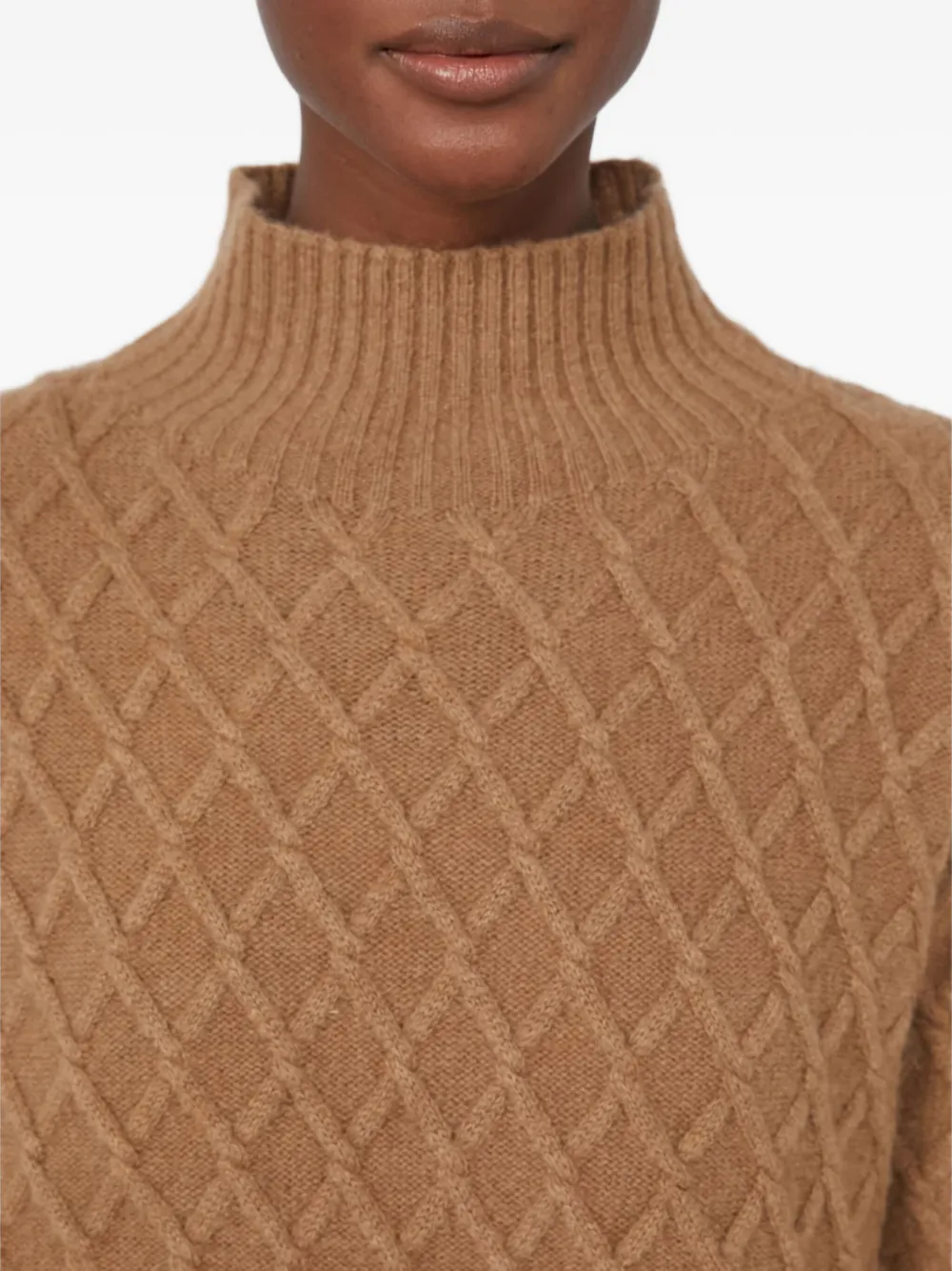 Max Mara Trui met hoge hals en diamantpatroon Bruin