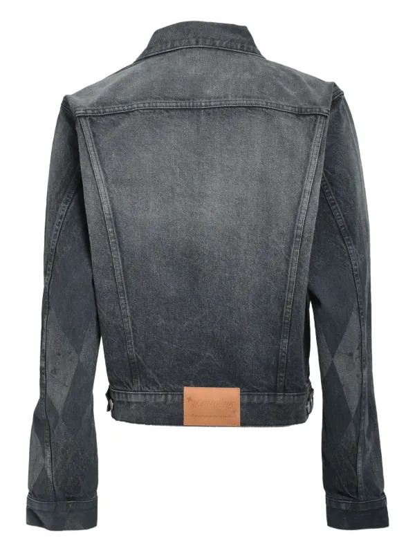 MASU diamond-pattern Denim Jacket | Black | FARFETCH