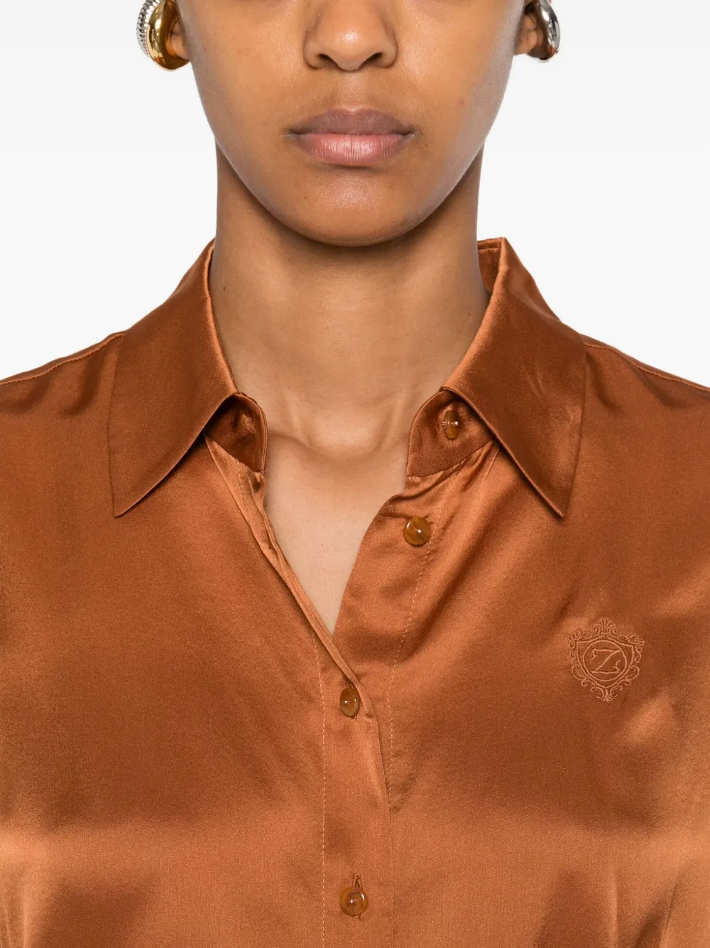 ZIMMERMANN embroidered silk shirt Oranje