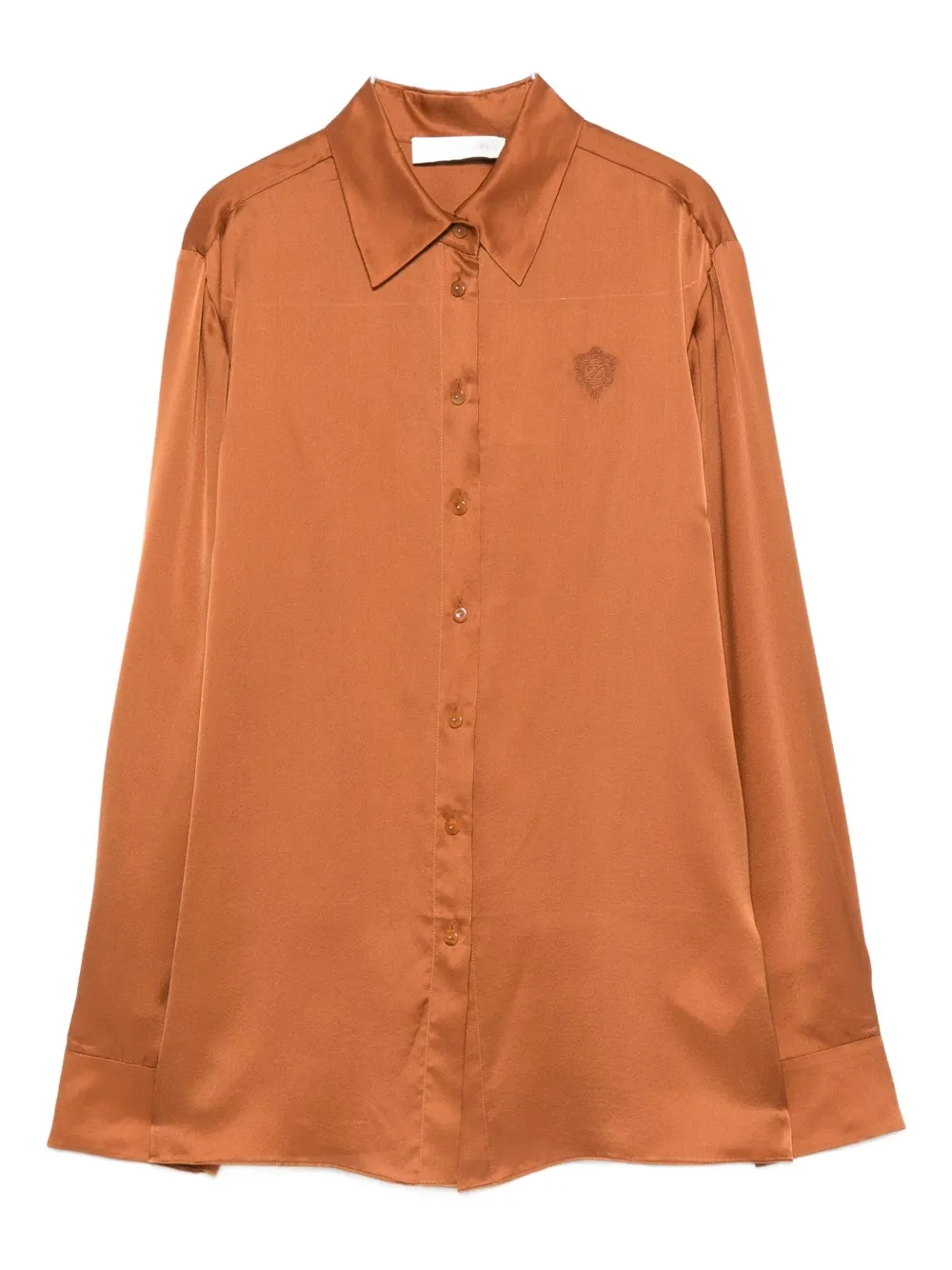 Zimmermann Embroidered Silk Shirt In Orange