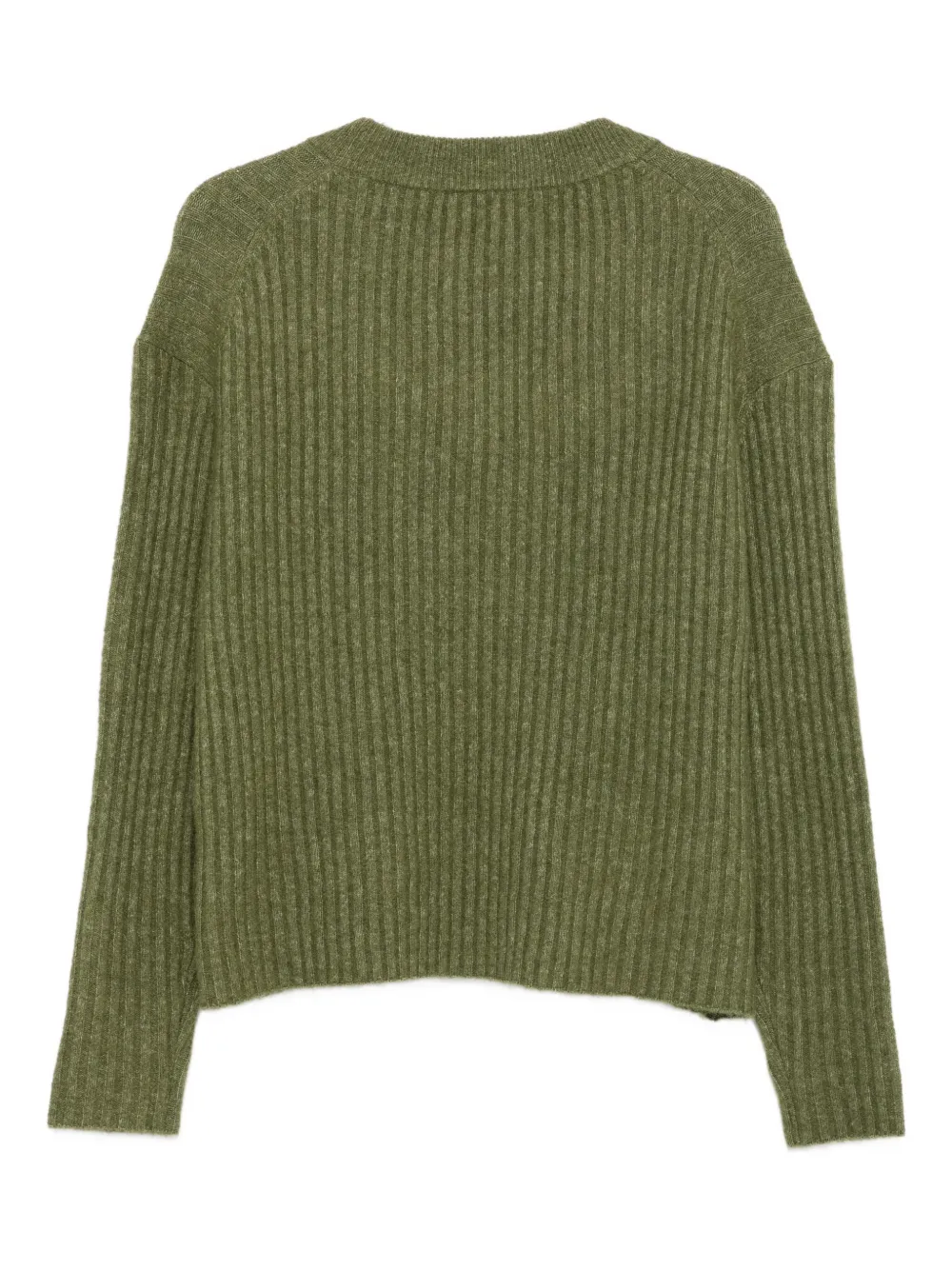 Closed ribbed V-neck sweater Groen