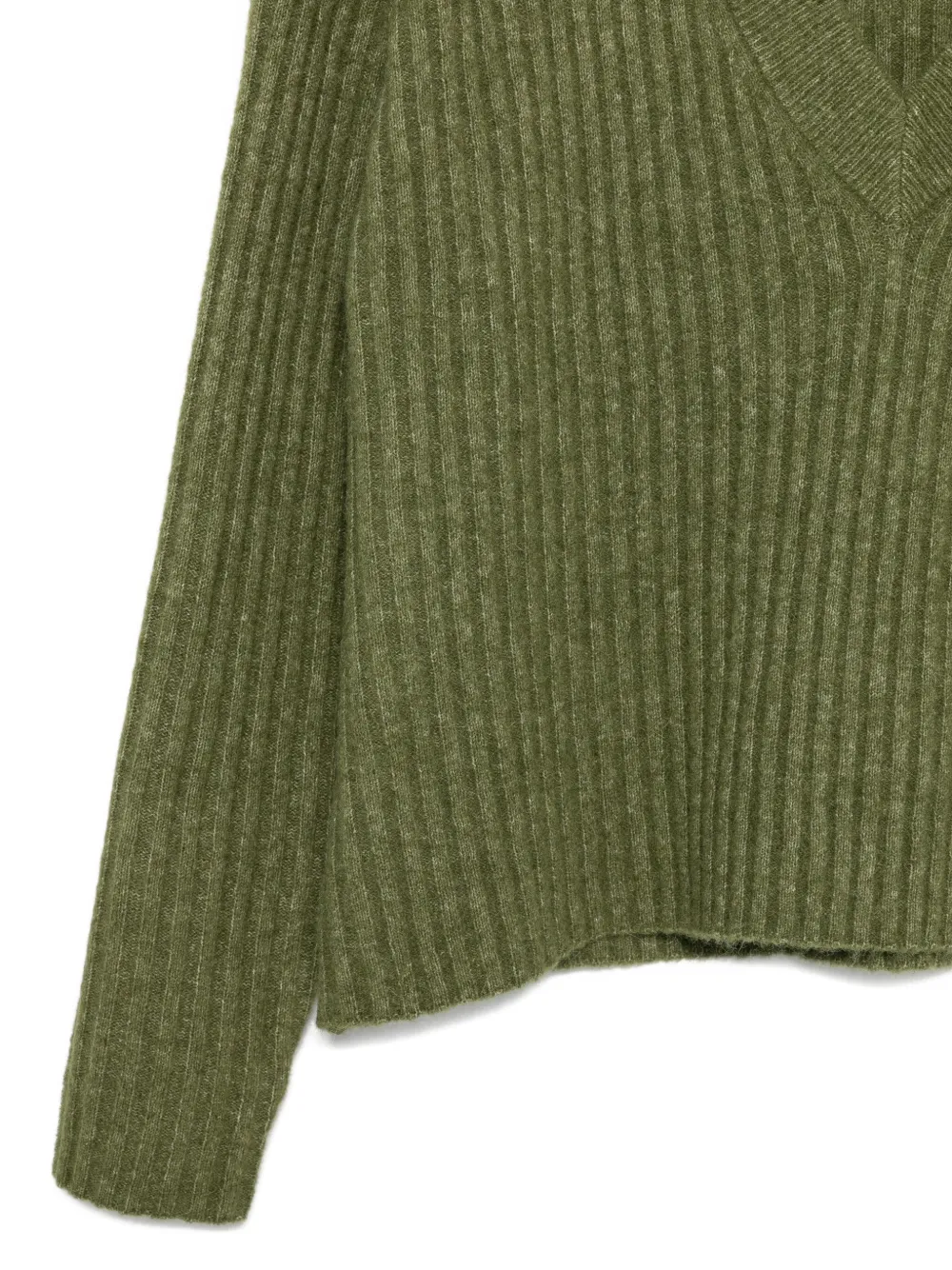 Closed ribbed V-neck sweater Groen