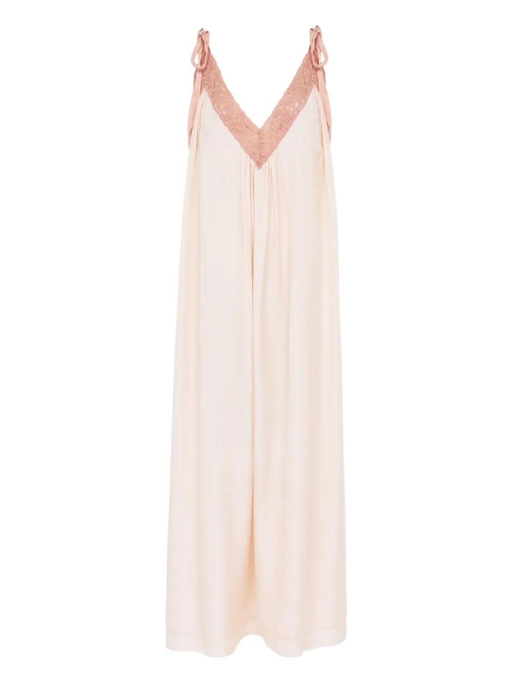 Chloé Silk Habotai Lace-trim Maxi Dress In Pink