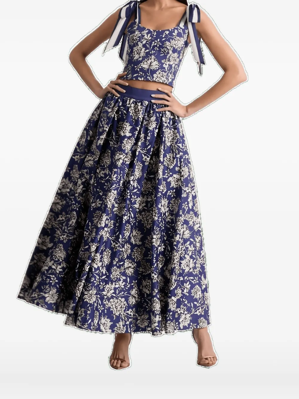 Alice And Olivia Blanca Floral-pattern Top In Blue