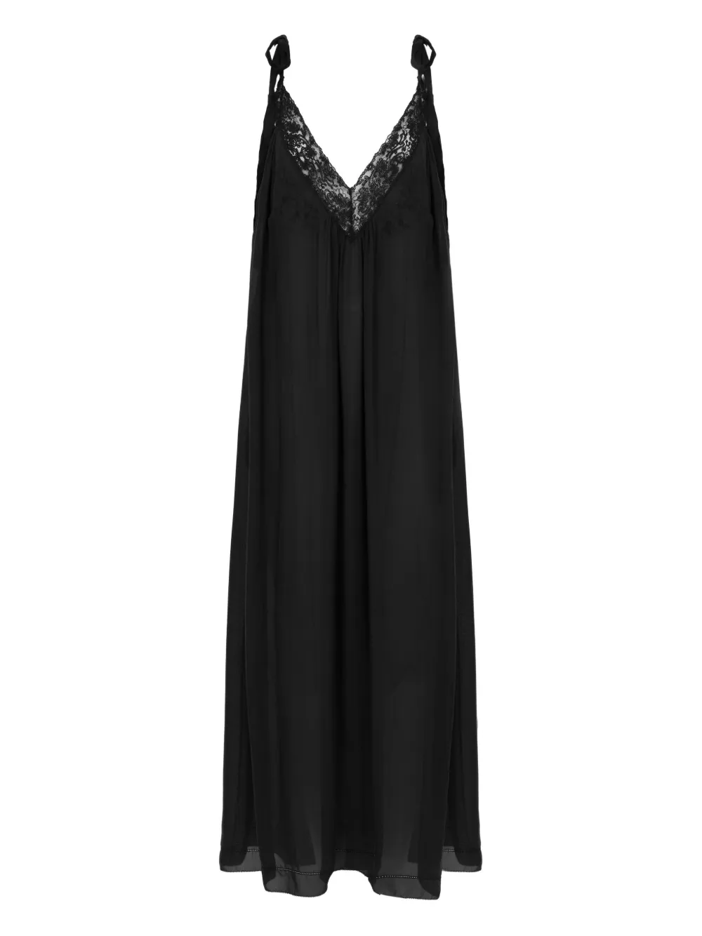 Chloé vestido largo de seda con encaje | negro | Image 1
