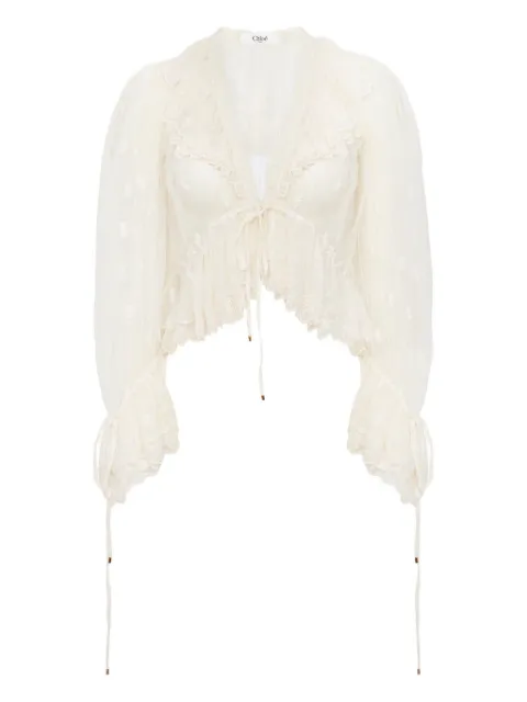 Chloé blusa de encaje con volantes