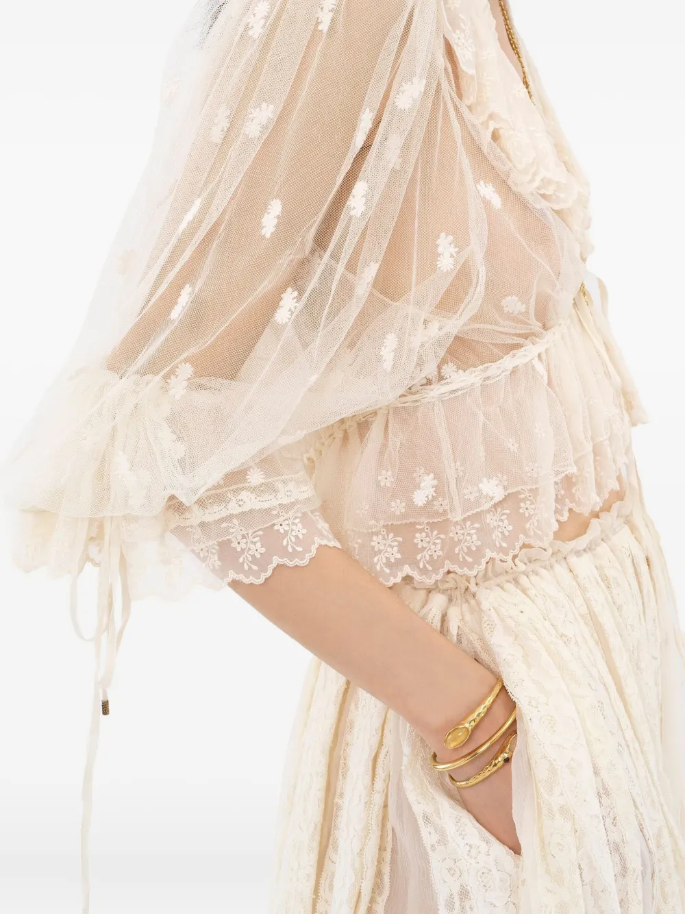 Chloé Blouse met V-hals en ruches Beige