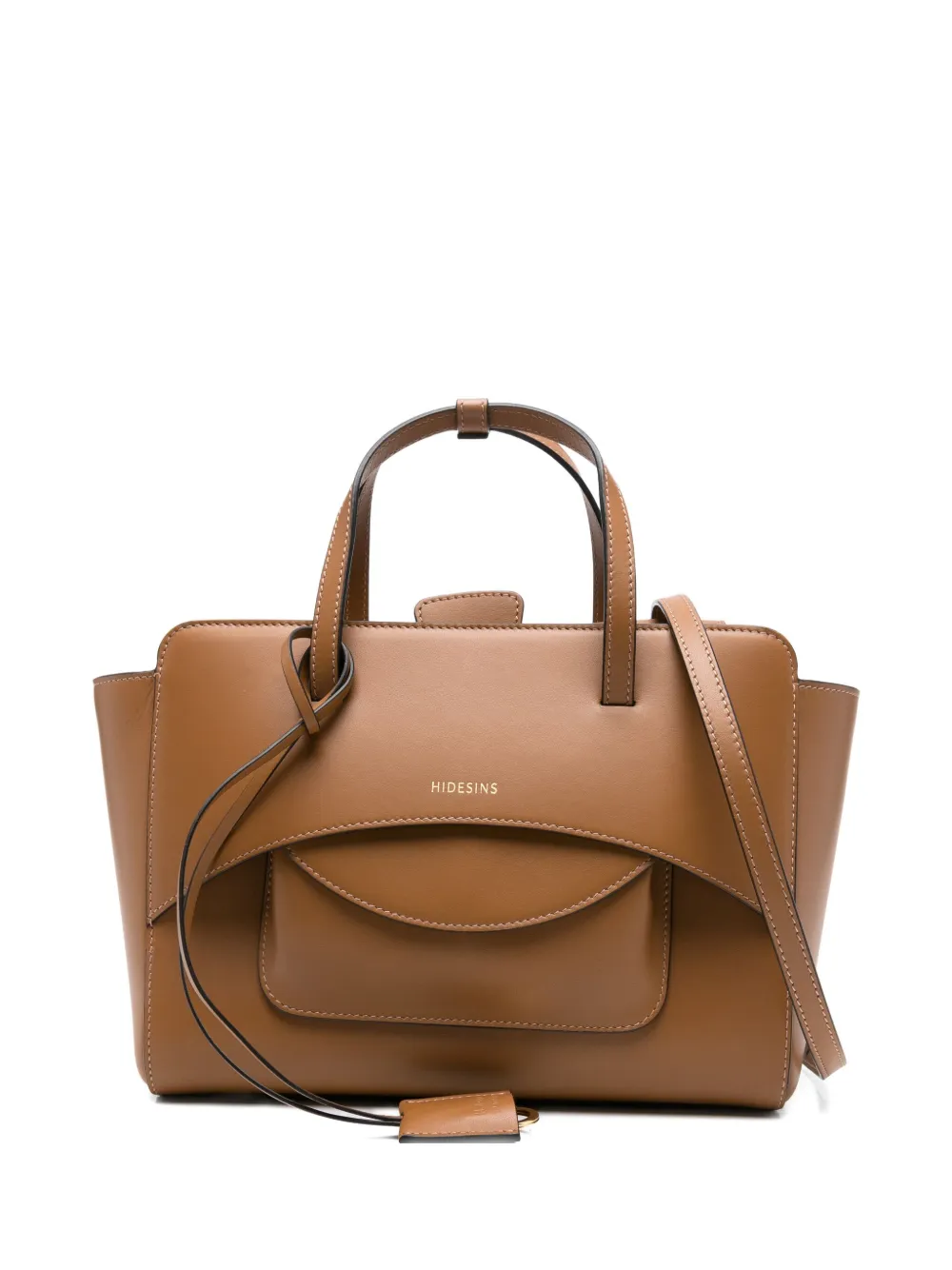 Hidesins Brown Handbag With Adjustable And Removable Shoulder Strap And Logo Lettering On The Front In Leathe In Brown