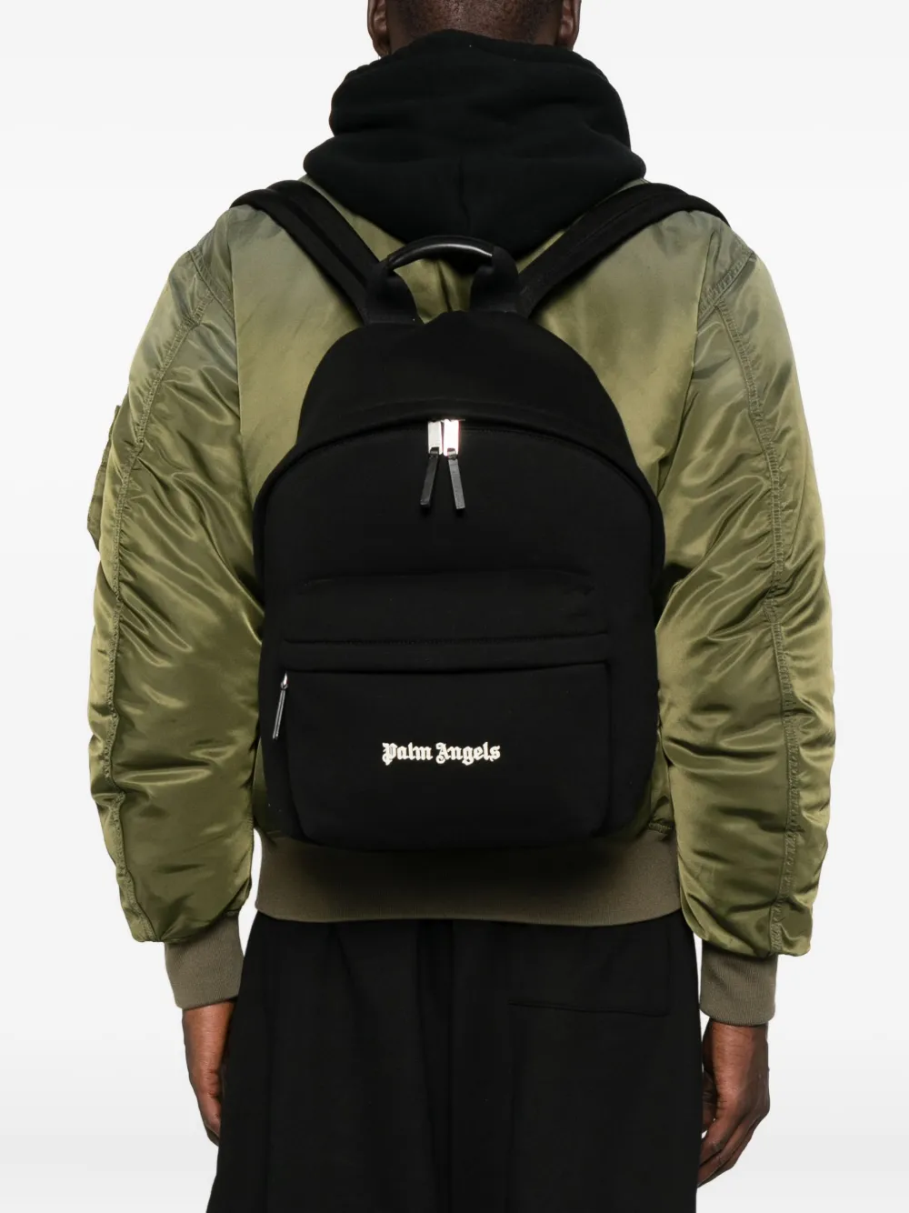 Palm Angels logo-embroidered backpack Zwart