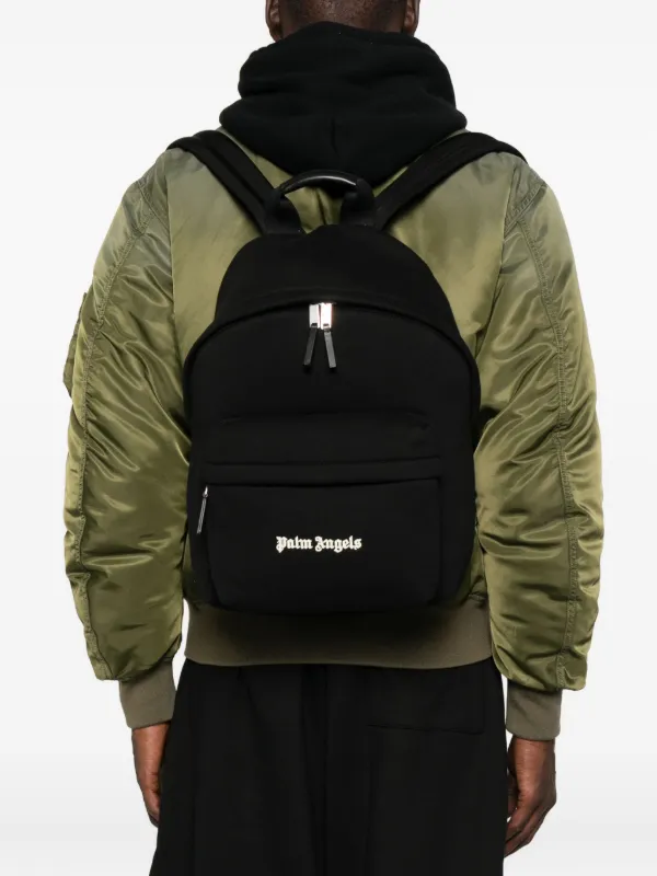 Palm Angels logo-embroidered Backpack | Black | FARFETCH