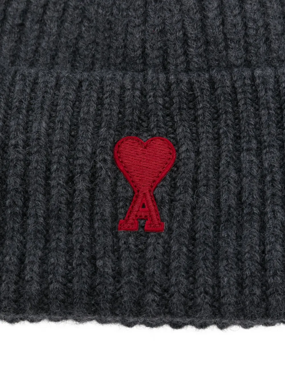 Ami Alexandre Mattiussi Ami Paris Ami Paris De Coeur Wool Beanie In Gray