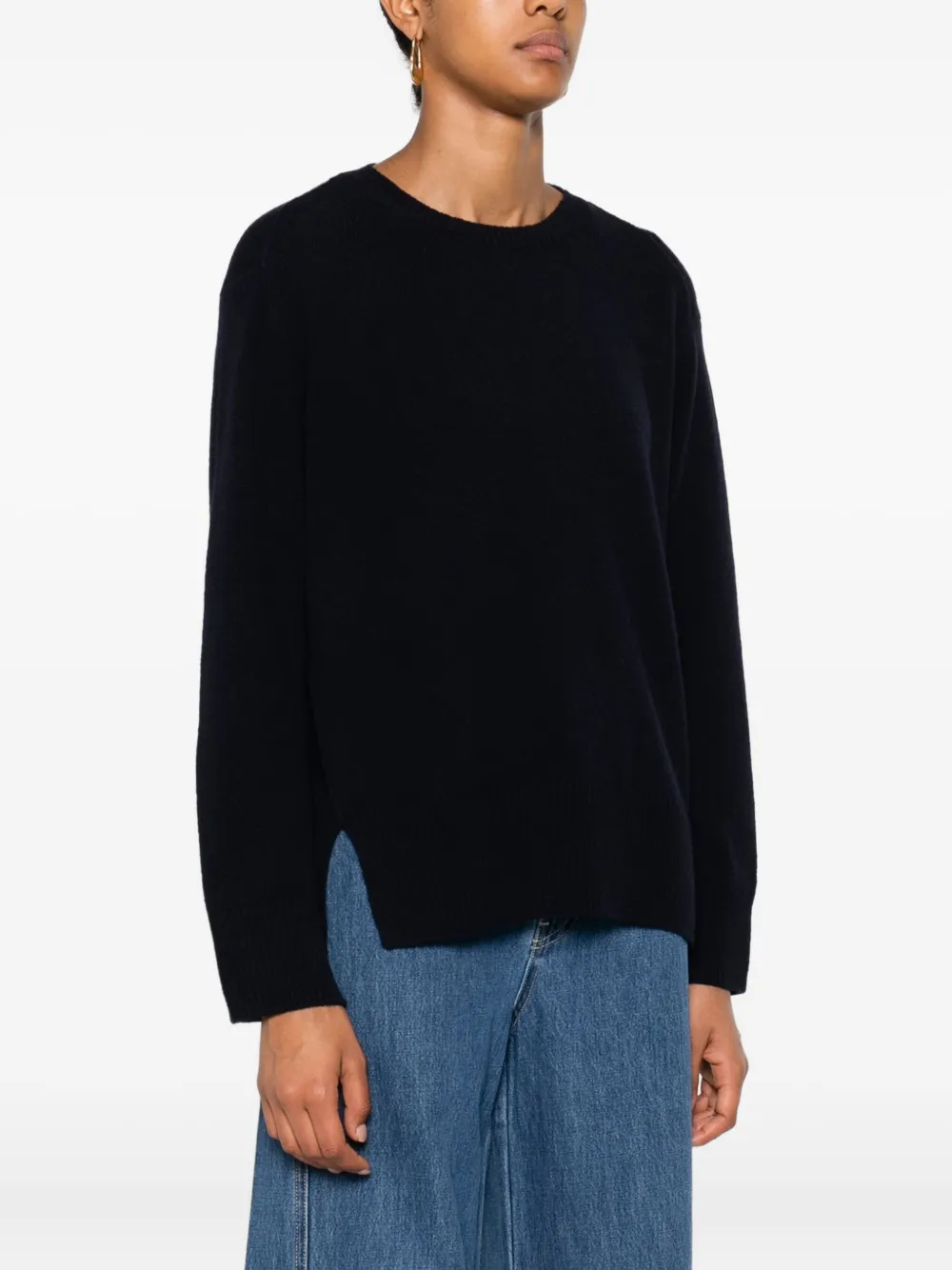 BeYou Kasjmier trui met zijsplit Blauw