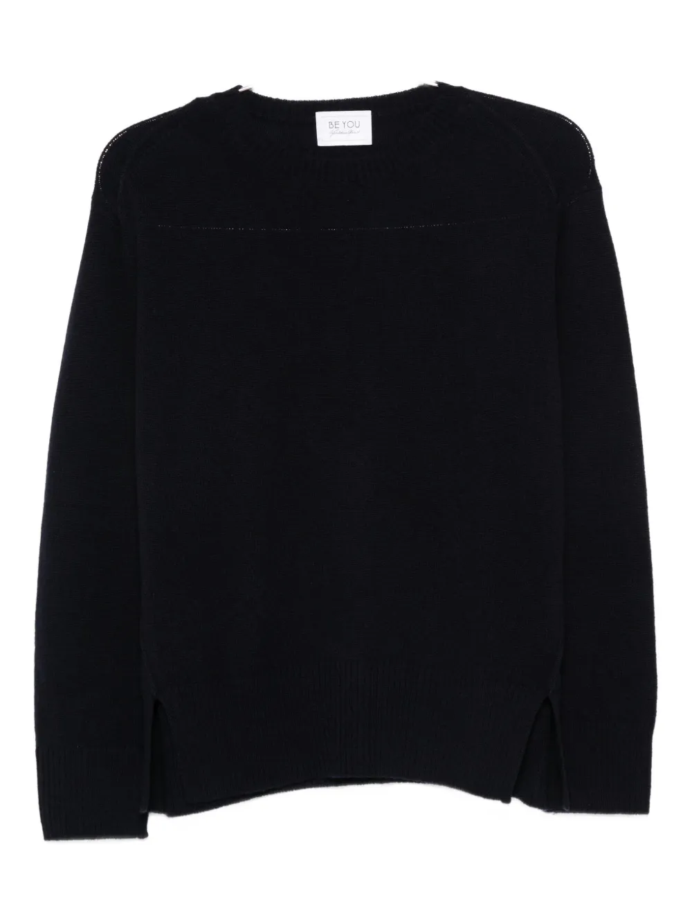 Beyou Side-split Cashmere Sweater In Blue