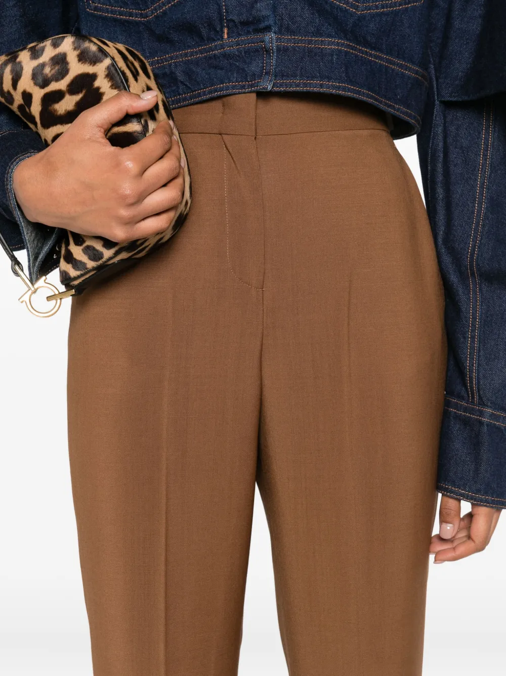 Fendi High-waisted Flared Trousers In Brown
