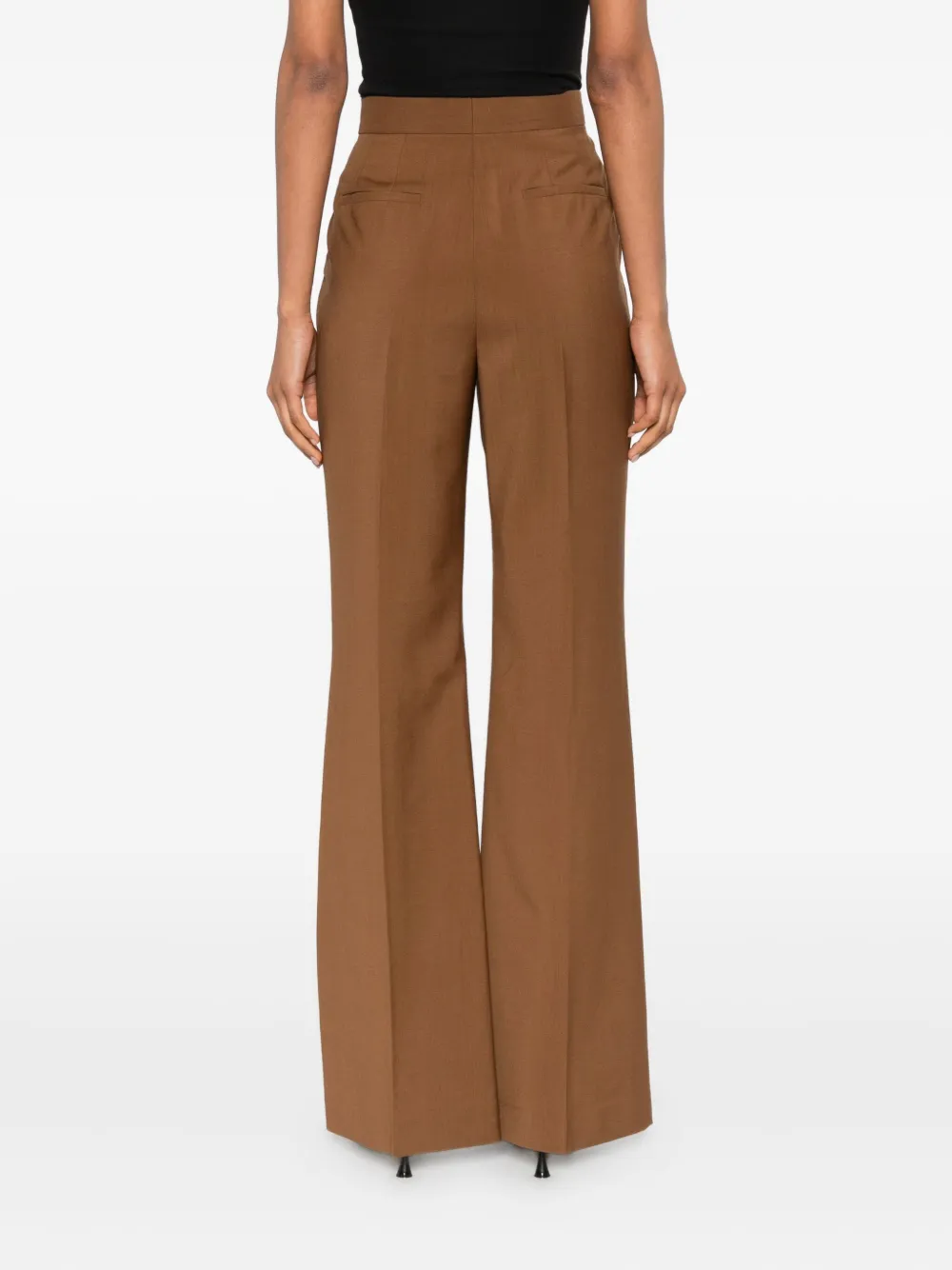 Fendi High-waisted Flared Trousers In Brown