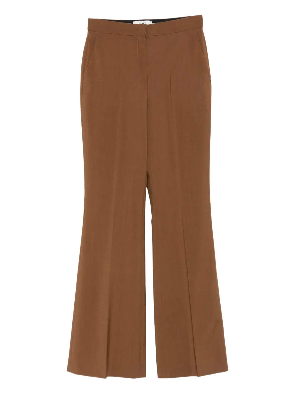Fendi High-waisted Flared Trousers In Brown