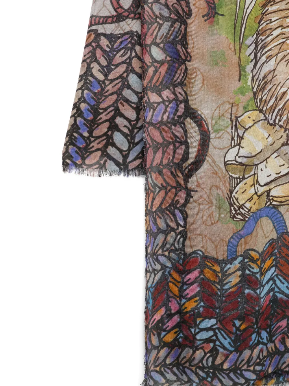Faliero Sarti animal-print frayed-edge scarf Blauw