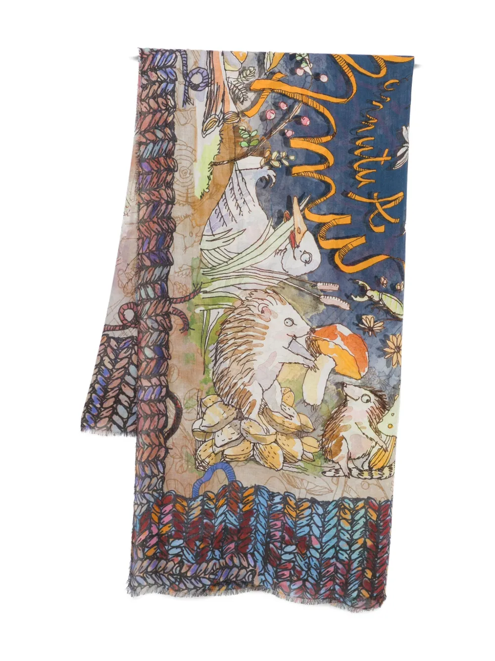Faliero Sarti animal-print frayed-edge scarf Blauw