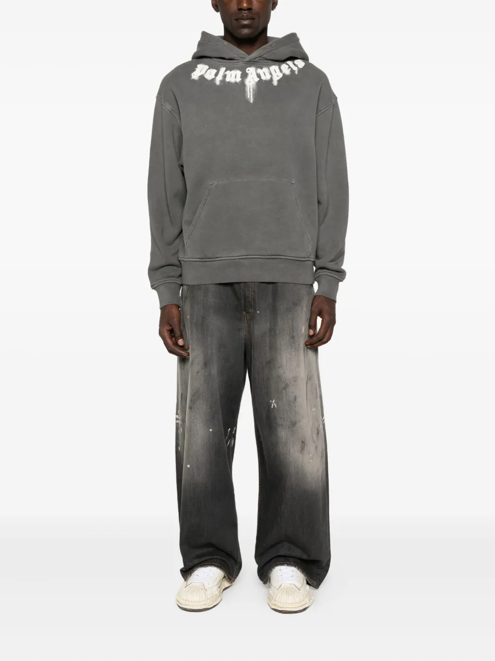 Palm Angels Hoodie met logoprint Grijs