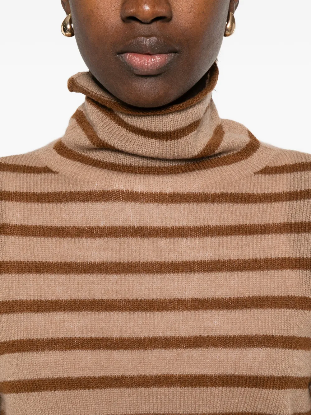 BeYou striped turtleneck top Beige