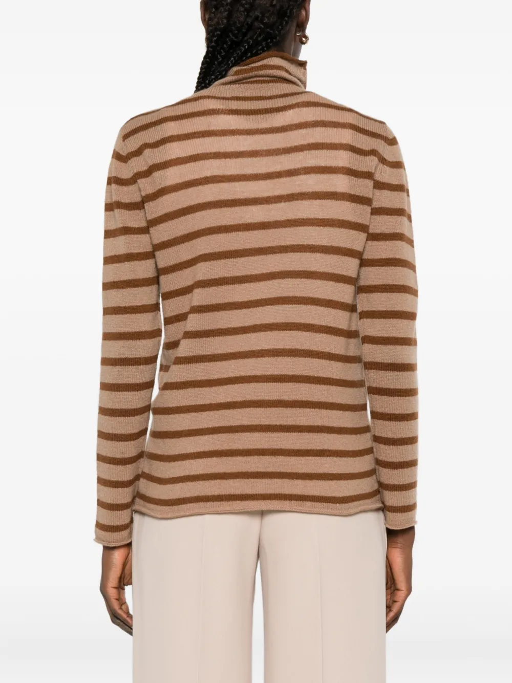 BeYou striped turtleneck top Beige